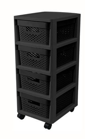 Custom Logo 4 Tier Plastic Storage Drawers Durable Push Pull Design Affordable Stackable Organizer Chest with Handles