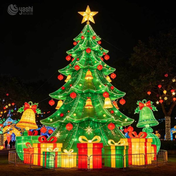 Custom Giant Christmas Tree LED Lantern Sculpture for Outdoor Plaza & Theme Park Waterproof Lighting