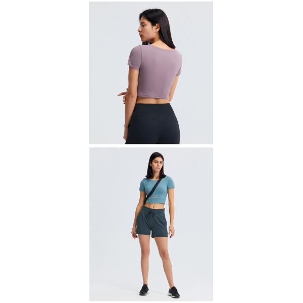 Women Slim Fit Activewear T Shirts Light Weight Naked Feeling Padded T Shirt