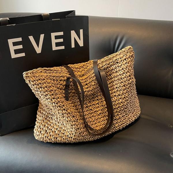 Crochet Raffia Tote Bag Kit Set For Beginners Beach Tote Bag For Women Beach Straw Handmade Bag Woven Rattan Bag For Women Raffia Yarn For Crocheting Raffia Paper Ribbons For Craft