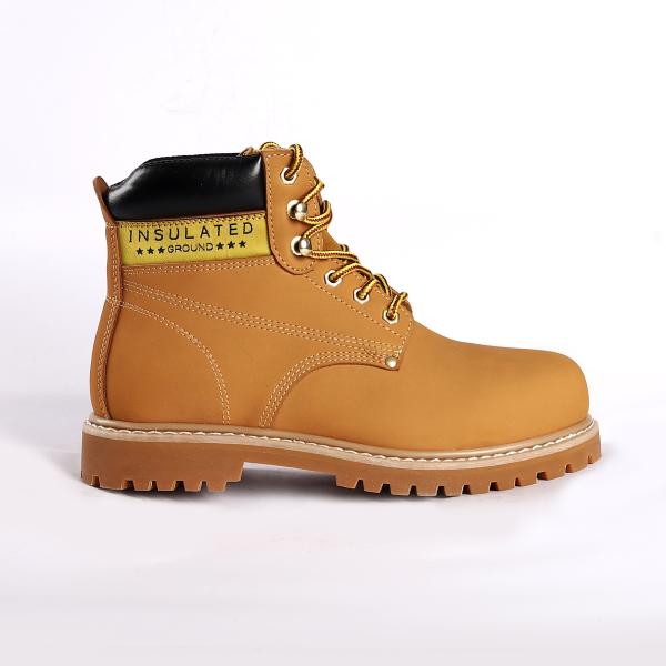 Breathable Nubuck Cow Leather Upper Material Goodyear Welt Safety Shoes with Lace-up Closure