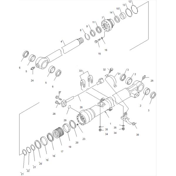 Assy 707-01-0A320 цилиндра ведра гидравлического цилиндра PC200-7 экскаватора Belparts