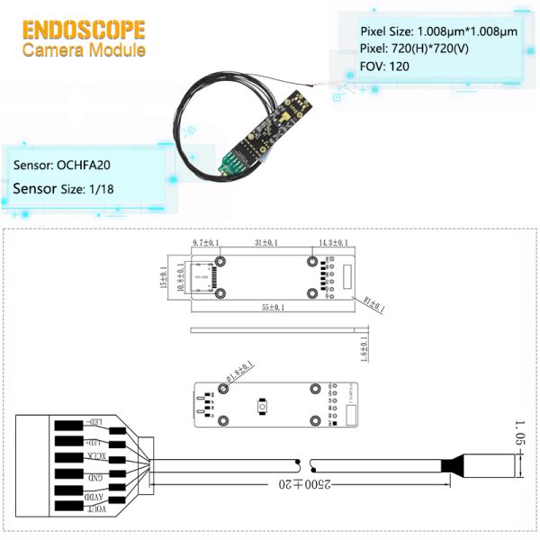 Medical 1MP OCHFA20 Sensor 720X720 Pixel Endoscope Camera Module