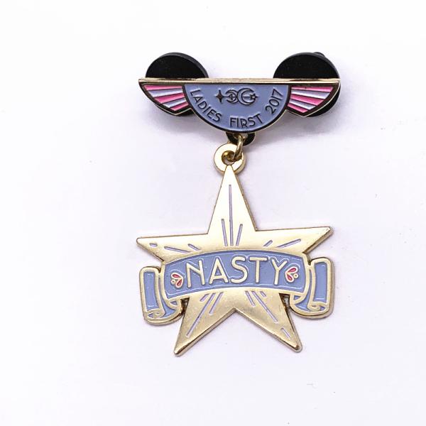 1.25 Inch Star Shaped Lapel Pins / Custom Brass Badges Epoxy Coating Optional