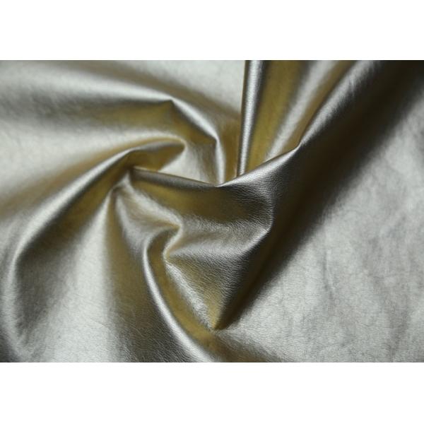 Gold Pearlied Polyurethane Faux Leather , Custom Synthetic Leather Fabric