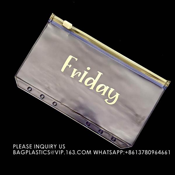 Cash Budget Envelopes For Budgeting Slider Zipper Binder Pouch Loose Leaf Bags Insert Pages Waterproof Document