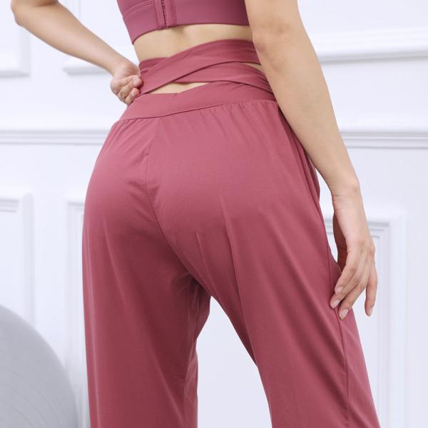                  Back Cross Sweatpants Women′s Loose Pants Girdle Feet Quick Dry Running Fitness Pants Fall Thin High-Waisted Yoga Pants             