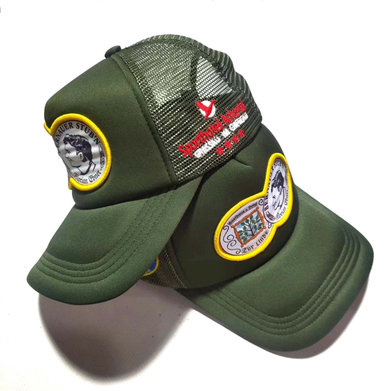 3D Embroidery Foam 5 Panel Trucker Hat Print Patch Snap Back Green Cap