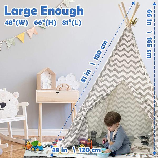 Wood Frame Cotton Canvas Indian Teepee Tent for child