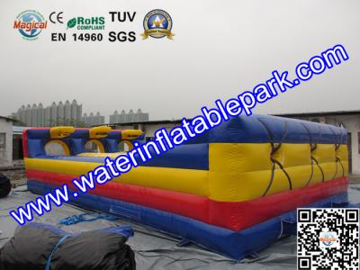 Three Lane Inflatable Bungee Run Game With Basketball Hoop Customized Size