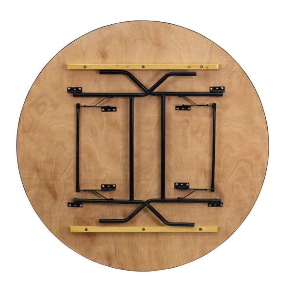 Portable Round Folding Banquet Table 5ft Plywood Top Metal Frame