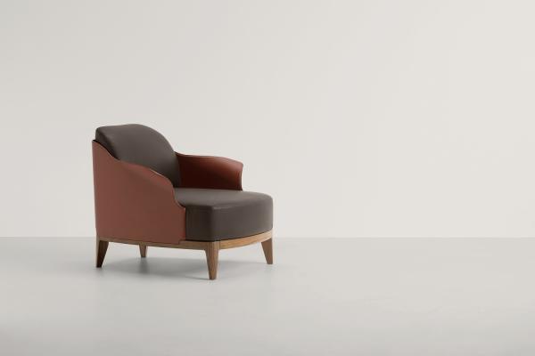 Comfortable Cocoon L Fiberglass Arm Chair With Solid Walnut Base And Legs