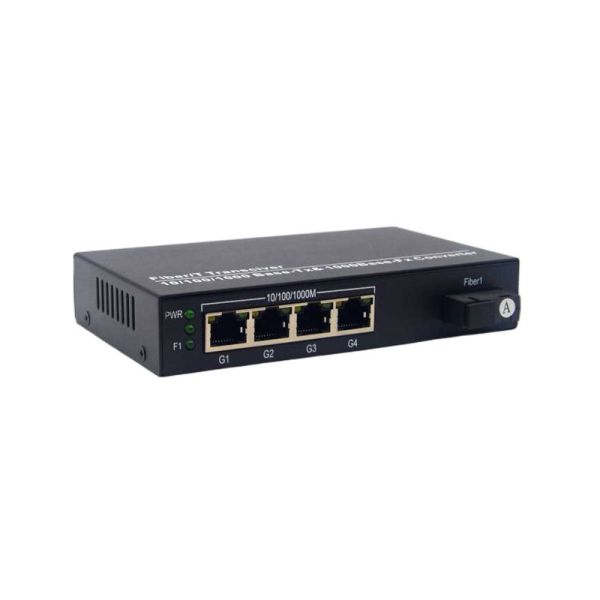 Gigabit Fiber PoE Media Converter 1 SC Fiber To 4 Port IEEE802.3af/At Ethernet