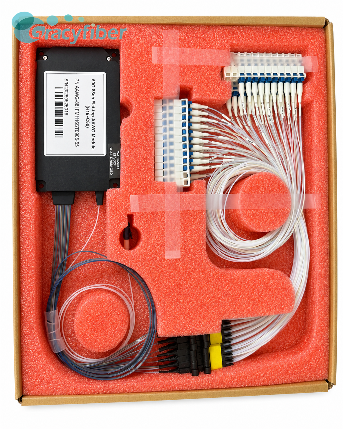 40 Channel 100GHz Flat Top DWDM AAWG Module AAWG 40 LL C21 C60 Low Insertion Loss LC UPC Fiber Optic Multiplexer Demultiplexer