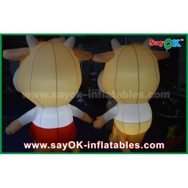 Custom Animal Oxford Cloth Inflatable Cartoon Cattle Cow With LED Lighting
