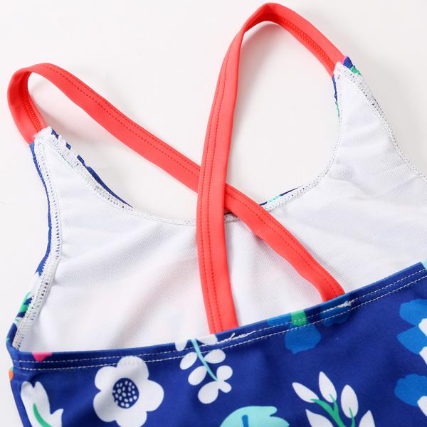 Girl's Criss Cross Seam with dinosaur print one piece swimwear