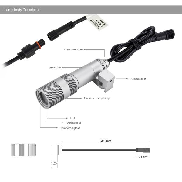 5W LED Lawn light CREE LED Chip outdoor lighting IP67 DC12-24V for Garden, Plazas, Sculptures,Terrace, , Bridges