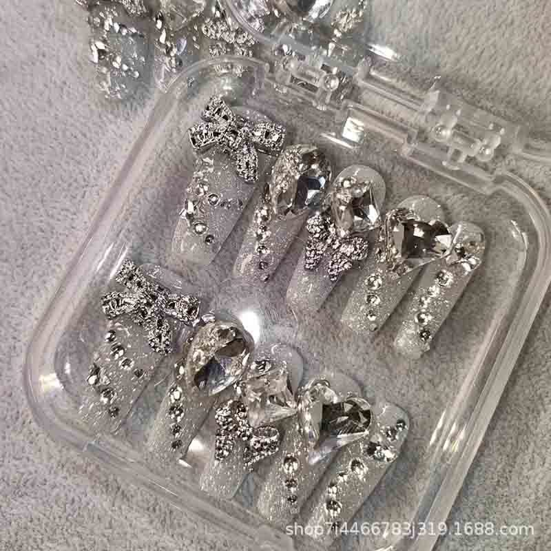 Bulk Handmade False Nails Crystal Ornament Glam Bridal Design

