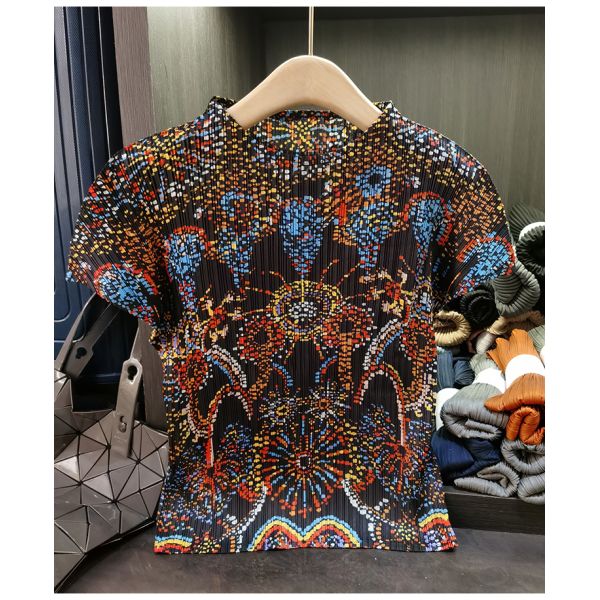 Women's Unique Designer Ethnic-Style Vintage Print T-Shirt Simple Casual Versatile Stylish Short-Sleeve Top Anti-Pilling Summer