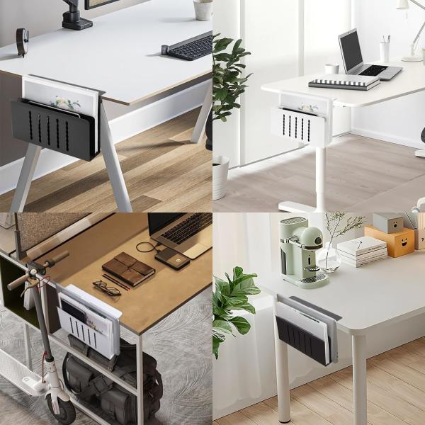 Office Under Desk Storage Hanging Side Desk Organizer with Adjustable Laptop Holder Stand