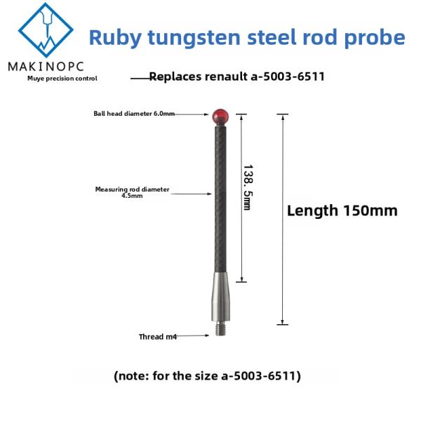 Makinopc CNC Machine Tool Probe Head with M4 Thread New Condition Domestic Steel 3D Ruby Core Engine Component 3 Months Warranty