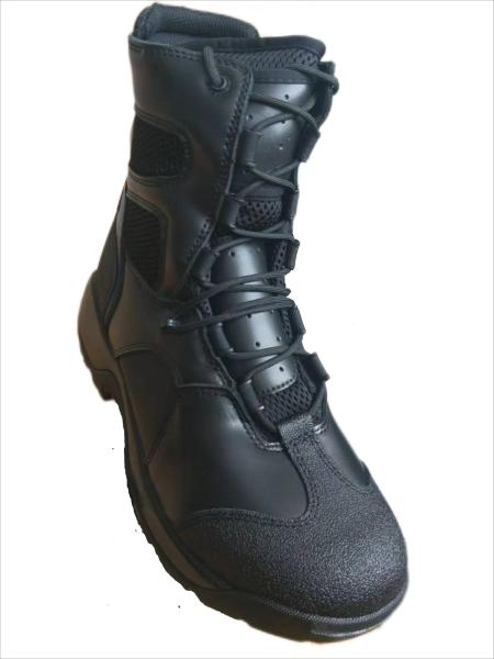 Cotton Fabric Military Leather Boots Lace Up Waterproof Side Zipper Boots