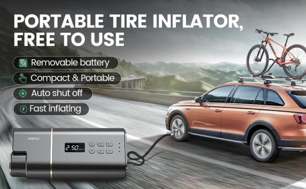 YANTU A31 Portable Cordless Digital Tire Inflator 12V 150PSI for High Pressure Removal