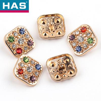 Square Diamond Buttons Colored Zinc Alloy Button Hollow For Women'S Coats