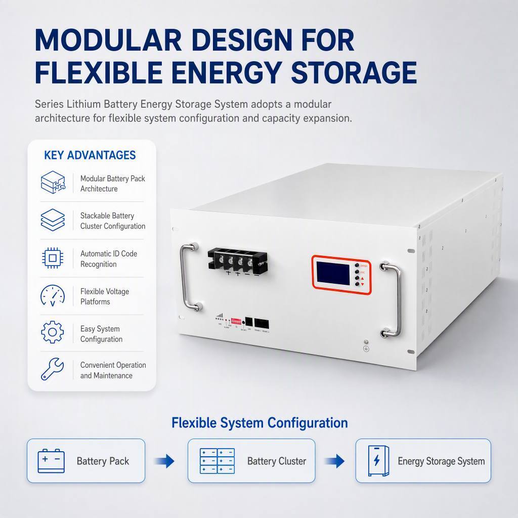 48-100 Rack Mounted LiFePO4 Battery 48V 100Ah 4.80kWh with BMS RS485 CAN for Solar UPS Backup