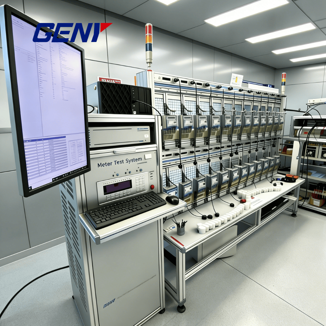 Fully Automated Three-Phase Meter Test Bench for Large-Scale Meter Calibration