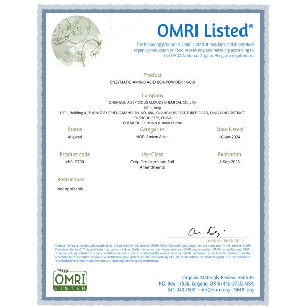 TerraGrow 85% Amino Acid Fertilizer - OMRI Certified Organic Bio-Stimulant with Fast Absorption for Enhanced Plant Growth
