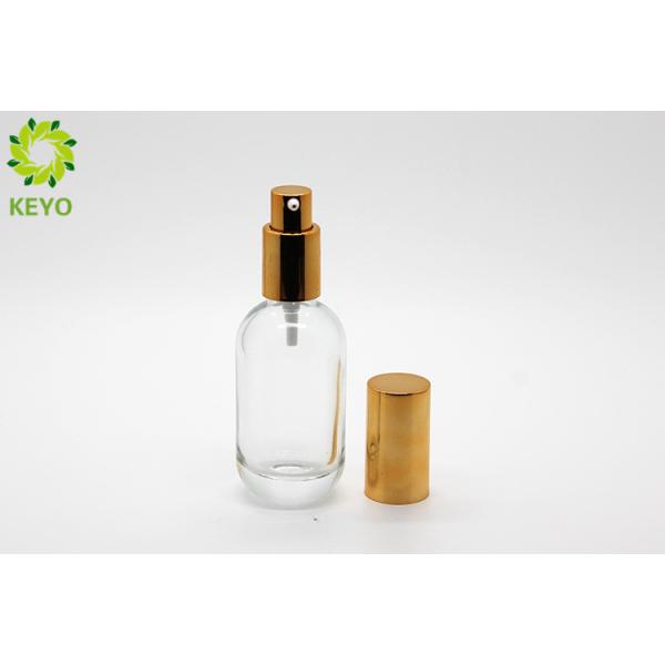 Clear Boston Round Pump Bottles , 30ml Glass Liquid Foundation Containers