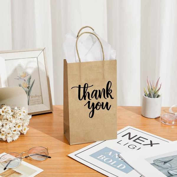 Logotipo personalizado Zhejiang Design personalizado Imagem personalizada Bolsas de papel Kraft com obrigado