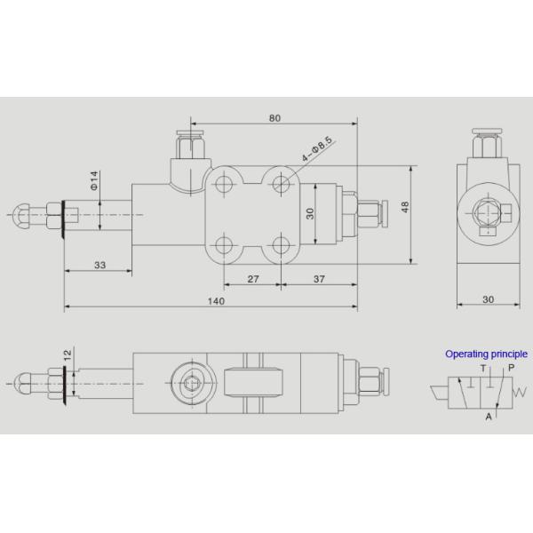 F22-L 3/2 Way Dump Truck Valve Aluminum Alloy Hydraulic Limiting
