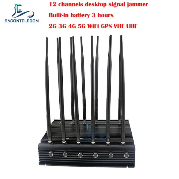 34W Power Desktop Signal Jammer with 12 Antennas for 2G 3G 4G 5G GPS WiFi VHF UHF Blocking