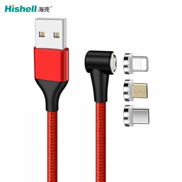 Antiwear LED USB Magnetic Charging Cable Nylon Braided For Smartphone