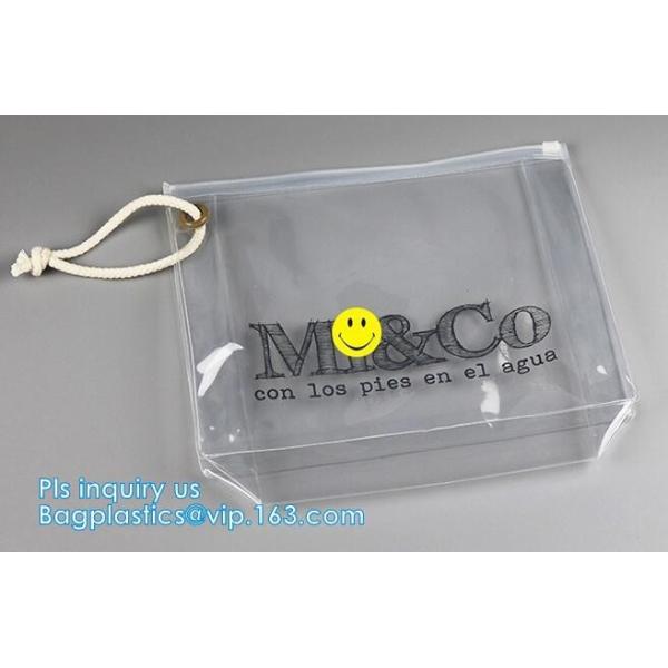 cosmetic clear messenger bag bikini bag, slider closure transparent PVC packing bag, slider zipper bag for travel access