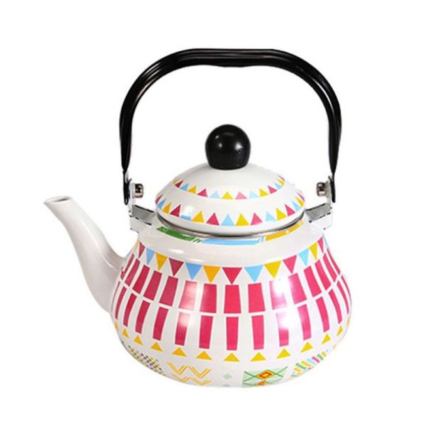 Daily Porcelain Raw Material Folding Handle Custom Decal Tea Coffee Carbon Steel Kettle Size Options 1.2L 1.5L 1.8L 2.5L