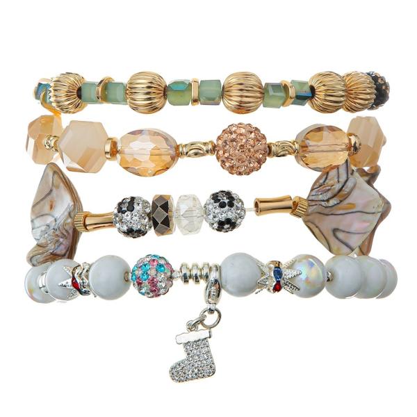 Bracelete de Shell Shambhala Ball Fort Beads com textura impressa preta da onda de água