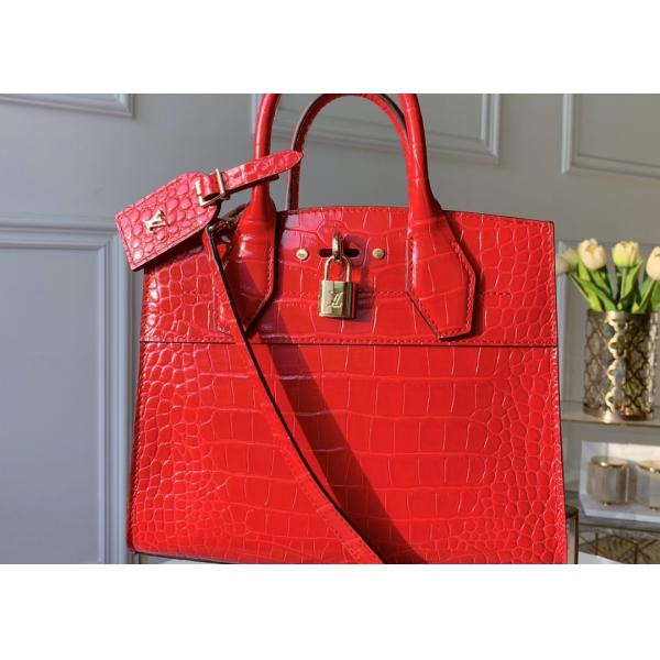 Luxury Cross Body 23cm Crocodile Skin Tote Bag Lock Decoration