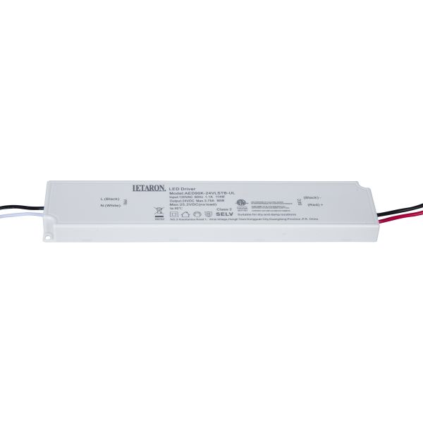 Verified Manufacturer ENEC SELV Low Profile LED Transformer for Custom OEM Letaron 90W Triac Dimmable LED Driver 120VAC to 24VDC Power Transformer for Furniture Cabinet Light