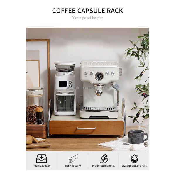 Living Room mesa 2 Tier Pull out Coffee Pod Storage Box Coffee Machine Rack with Drawer Tea Bag Organizer Kitchen Spice Shelf