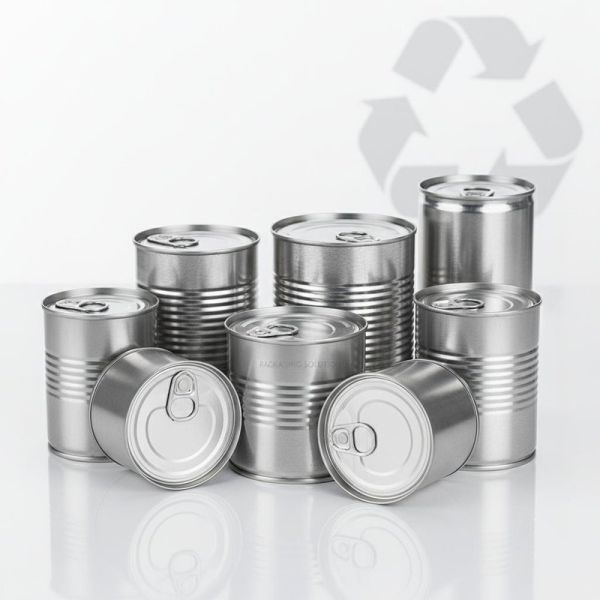 Recyclable Metal Tin Cans with Easy Open Lids and Various Sizes for Food Beverage Pharmaceutical Packaging
