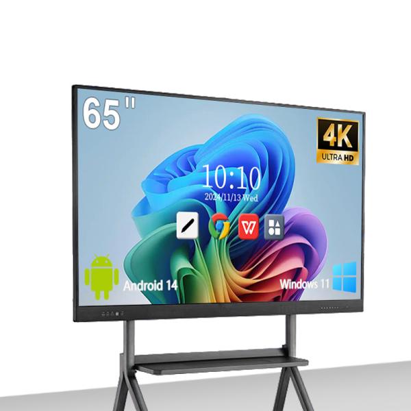 Qtenboard Professional Interactive Smart Whiteboard Panel with 4K Resolution 40-50 Touch Points and 4mm Tempered Glass