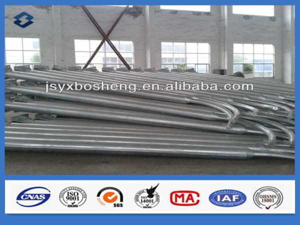5m - 12m Single Curved End electrical street light pole above 95% Peneration