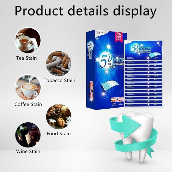 Mint Flavor 5D Teeth Whitening Strips At Home 14 Packs 28 Pcs OEM Logo