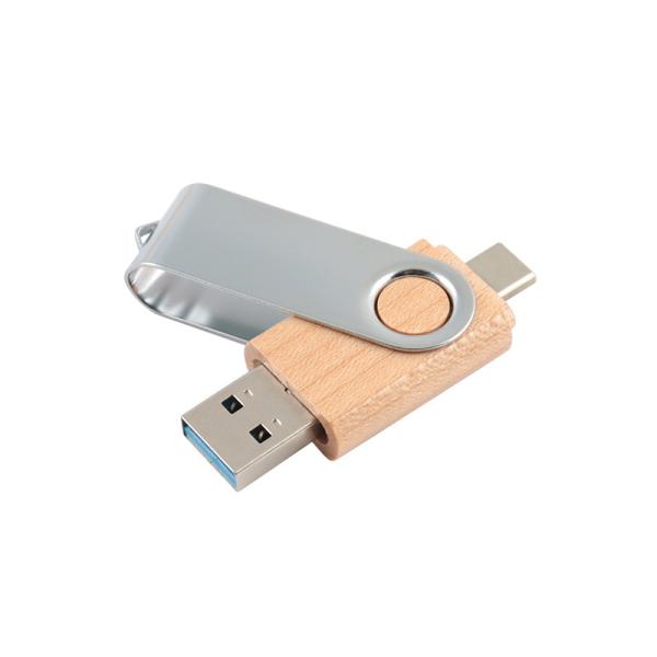 USB A and Type C together Wooden Memory USB With 0°C To 60°C Operating Range