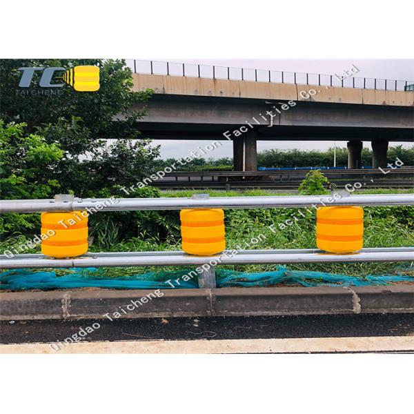 Yellow Orange Roller Crash Barrier Anti Rust For Vehicle / Road Protecting
