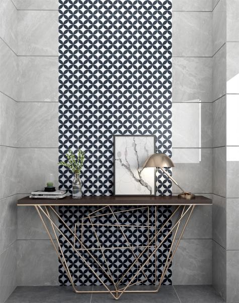 Black and White 20x20cm Ceramic Rustic Tile for Indoor Floor