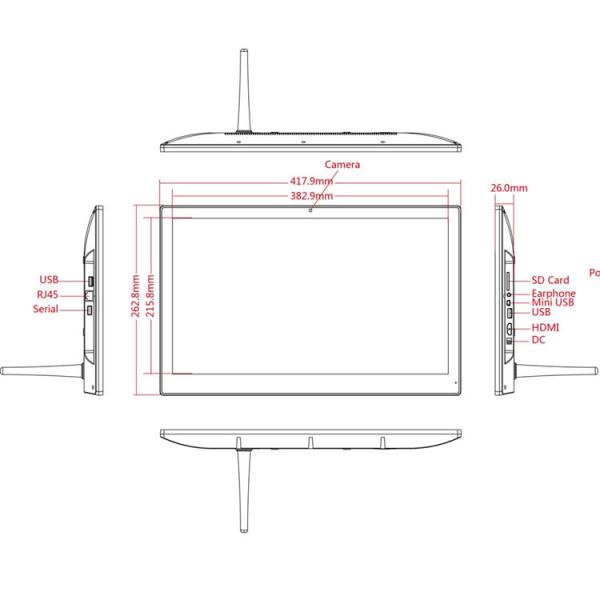 17.3 Inch RK3399 Wall Mounted Android Tablet with POE Support and Full HD Touchscreen